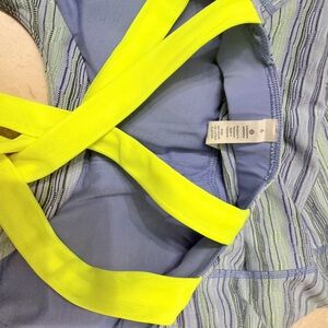 lululemon athletica Lavender Top with Neon Yellow Straps